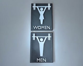 Gym Bathroom Signs - 3D Printed Custom fitness gym CrossFit personal trainer