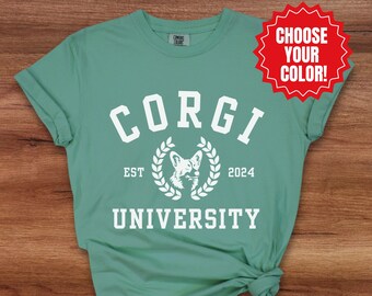 Unisex oversized vintage corgi graphic tee for dog owner corgi lover gift funny pink and green crewneck tshirt for men and women welsh corgi