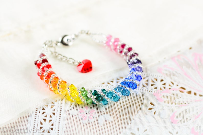 Rainbow bracelet crystal bracelet Swarovski bracelet Glass braceletSpectrum rainbow twisty Swarovski Crystal Bracelet by CandyBead image 8