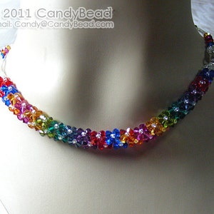 Crystal Necklace; Swarovski Necklace; Glass Necklace; Handmade Necklace; Luxurious Rainbow Swarovski Crystal Necklace by CandyBead