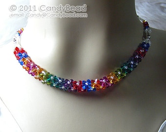 Crystal Necklace; Swarovski Necklace; Glass Necklace; Handmade Necklace; Luxurious Rainbow Swarovski Crystal Necklace by CandyBead