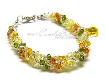 Crystal Bracelet; Swarovski Bracelet; Glass Bracelet; Autumn twisty Swarovski Crystal Bracelet by CandyBead