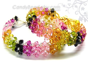 Rainbow bracelet; crystal bracelet; Swarovski bracelet; Glass bracelet;Luxurious Swarovski Crystal Tourmaline Bracelet