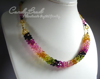 Swarovski Necklace; Crystal Necklace; Handmade Necklace; Luxurious Swarovski Crystal Tourmaline Necklace by CandyBead (N008-17)