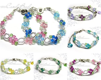 Crystal Bracelet; Swarovski Bracelet; Glass Bracelet; Flower Bracelet, Swarovski Crystal Bracelet by CandyBead