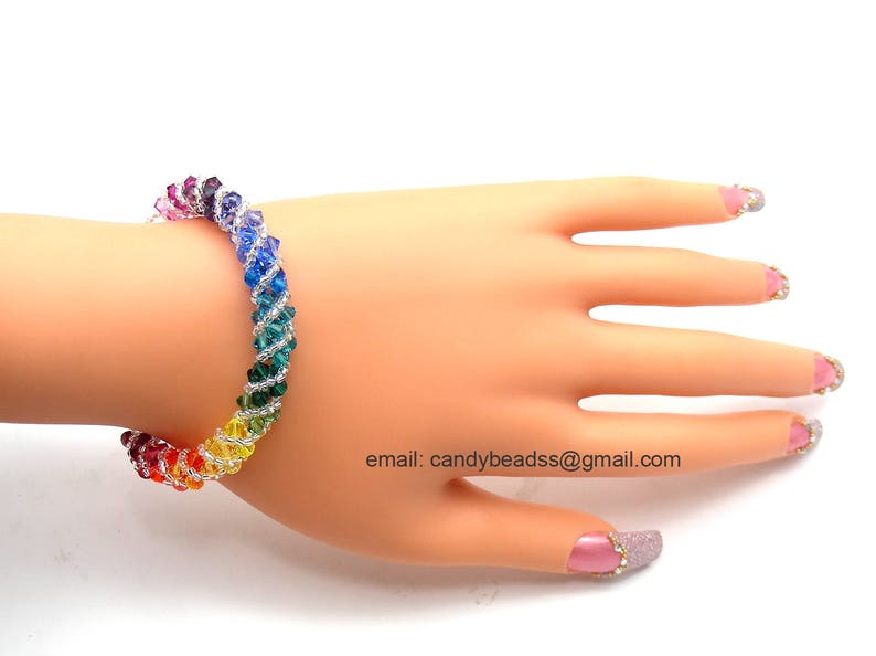 Rainbow bracelet crystal bracelet Swarovski bracelet Glass braceletSpectrum rainbow twisty Swarovski Crystal Bracelet by CandyBead image 5