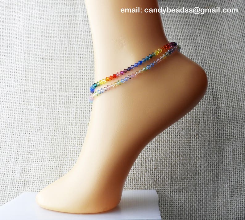 Rainbow anklet Beaded anklet Swarovski ankletFriendship Etsy