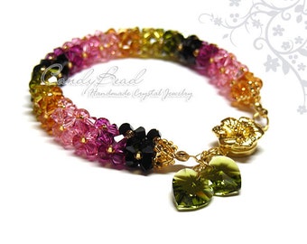 Crystal bracelet; Swarovski bracelet; Glass bracelet;Luxurious Swarovski Crystal Tourmaline Bracelet