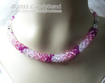 Crystal Necklace; Swarovski Necklace; Glass Necklace; Handmade Necklace; Luxurious Rosy Shade Swarovski Crystal necklace by CandyBead