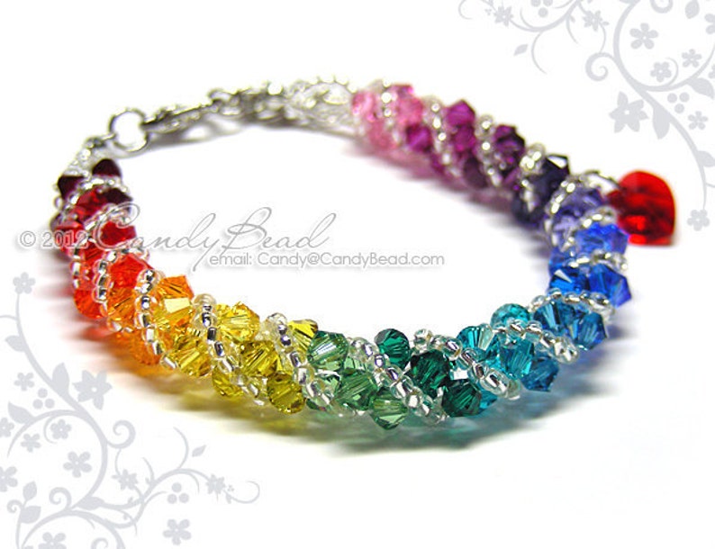 Rainbow bracelet crystal bracelet Swarovski bracelet Glass braceletSpectrum rainbow twisty Swarovski Crystal Bracelet by CandyBead image 2