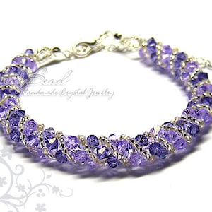 Crystal Bracelet; Swarovski Bracelet; Glass Bracelet; Purple and Lavender Twisty Swarovski Crystal Bracelet by CandyBead