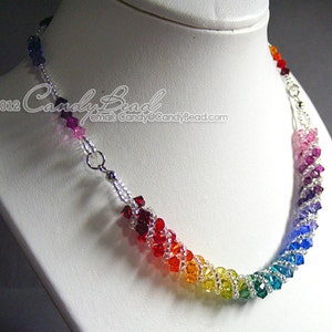 Swarovski necklace, Spectrum rainbow twisty Swarovski Crystal necklace by CandyBead N004-02 image 2