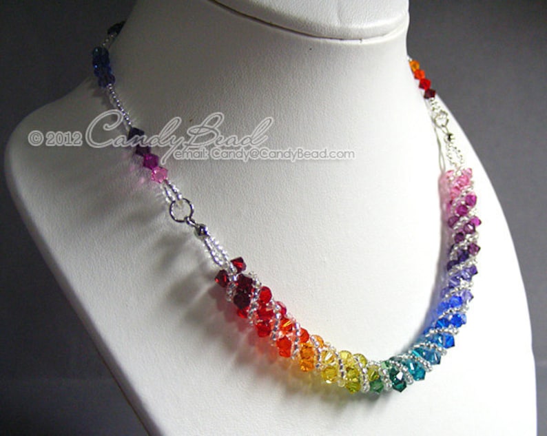 Swarovski necklace, Spectrum rainbow twisty Swarovski Crystal necklace by CandyBead N004-02 image 2