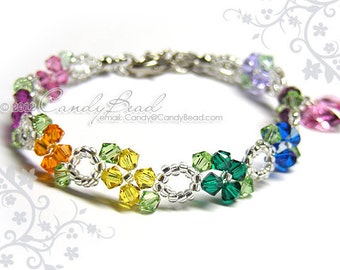 Rainbow bracelet; crystal bracelet; Swarovski bracelet; Glass bracelet;Rainbow Swarovski Crystal Bracelet - Sweet rainbow