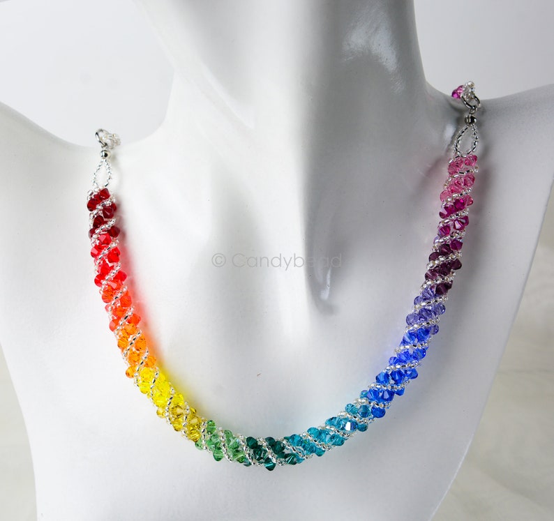 Swarovski necklace, Spectrum rainbow twisty Swarovski Crystal necklace by CandyBead N004-02 image 4