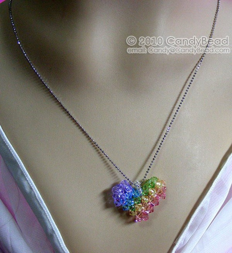 Swarovski necklacecrystal necklace Sweet rainbow heart Swarovski crystals pendant necklace by CandyBead image 2