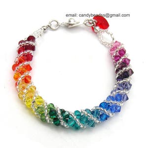 Rainbow bracelet crystal bracelet Swarovski bracelet Glass braceletSpectrum rainbow twisty Swarovski Crystal Bracelet by CandyBead image 4