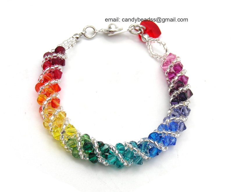 Regenbogenarmband Kristallarmband Swarovski-Armband Glass Armband Spectrum Regenbogen Twisty Swarovski Kristall Armband von CandyBead Bild 4