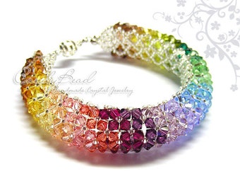 Rainbow bracelet; crystal bracelet; Swarovski bracelet; Glass bracelet;Elegant Colorful Crystal Bracelet - Rainbow Colors