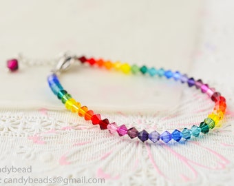 Rainbow bracelet;Rainbow;Beaded bracelet; Swarovski bracelet;Friendship bracelet;Crystal bracelet;Swarovski beads