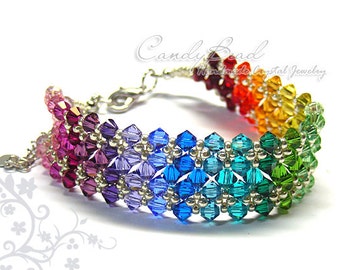 Rainbow bracelet; crystal bracelet; Swarovski bracelet; Glass bracelet;Swarovski Crystal Bracelet, Spectrum Rainbow Crystal Bracelet