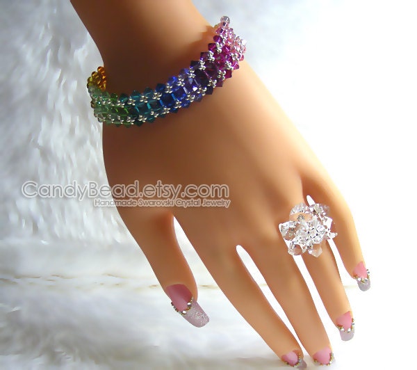 Rainbow Bracelet Crystal Bracelet Swarovski Bracelet Glass Etsy