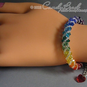 Rainbow bracelet crystal bracelet Swarovski bracelet Glass braceletSpectrum rainbow twisty Swarovski Crystal Bracelet by CandyBead image 7