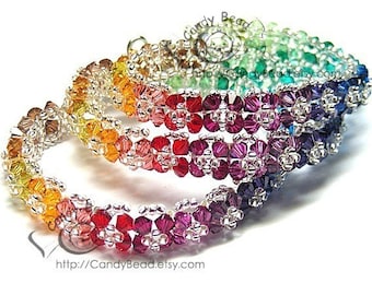 Rainbow bracelet; crystal bracelet; Swarovski bracelet; Glass bracelet;Deep Color Florals Crystal - Sold individually