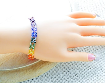 Regenbogen Armband; Kristall Armband; Swarovski Armband; Glasarmband; Swarovski Crystal Bracelet - Süßes einreihiges Regenbogenarmband