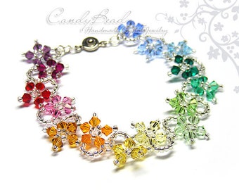 Rainbow bracelet; crystal bracelet; Swarovski bracelet; Glass bracelet;Crystal Bracelet with Rainbow colors