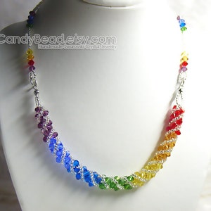 Crystal Necklace Swarovski Necklace Glass Necklace Rainbow twisty Swarovski Crystal necklace by CandyBead image 2