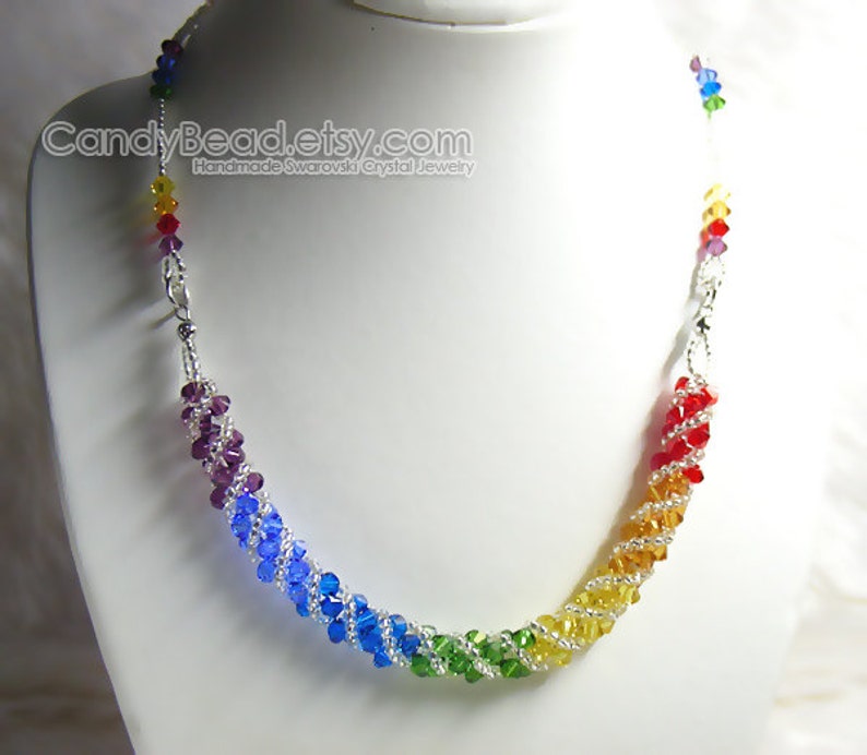 Crystal Necklace Swarovski Necklace Glass Necklace Rainbow twisty Swarovski Crystal necklace by CandyBead image 2