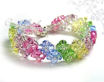 Rainbow bracelet; crystal bracelet; Swarovski bracelet; Glass bracelet;Swarovski Crystal Bracelet, Sweet Rainbow Crystal Bracelet