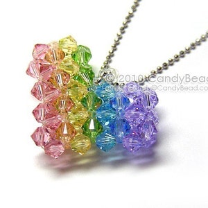 Swarovski necklacecrystal necklace Sweet rainbow heart Swarovski crystals pendant necklace by CandyBead image 1