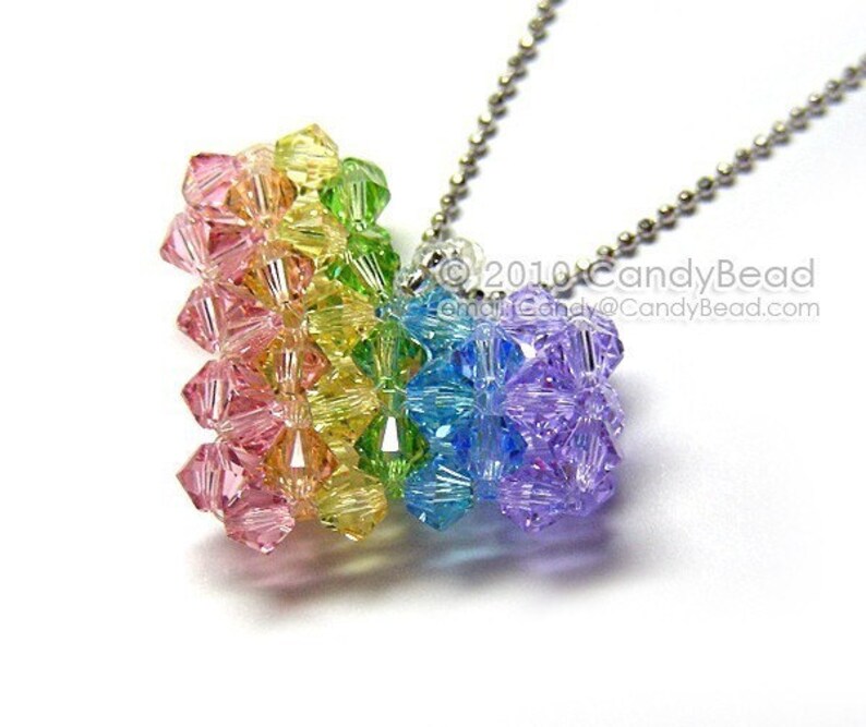 Swarovski necklacecrystal necklace Sweet rainbow heart Swarovski crystals pendant necklace by CandyBead image 1