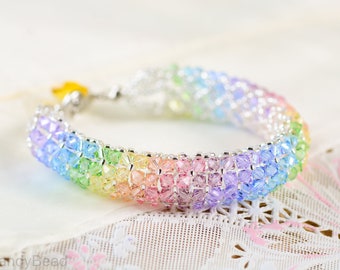 Rainbow bracelet; crystal bracelet; Swarovski bracelet; Glass bracelet;Swarovski Crystal Bracelet, Colorful Swarovski Crystals