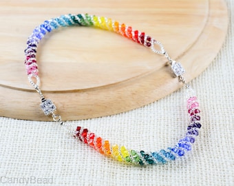 Swarovski necklace, Spectrum rainbow twisty Swarovski Crystal necklace by CandyBead