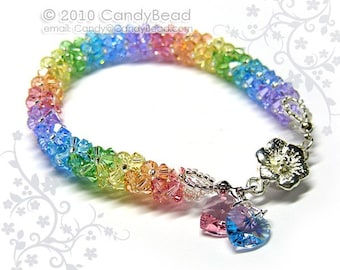 Rainbow bracelet; crystal bracelet; Swarovski bracelet; Glass bracelet;Luxurious Sweet Candy Shade Swarovski Crystal Bracelet