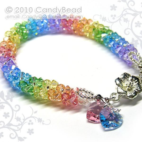 Rainbow bracelet; crystal bracelet; Swarovski bracelet; Glass bracelet;Luxurious Sweet Candy Shade Swarovski Crystal Bracelet