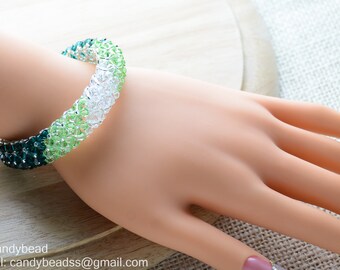 Crystal Bracelet; Swarovski Bracelet; Glass Bracelet;Luxurious Green Shade Swarovski Crystal Bracelet by CandyBead
