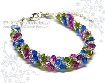 Crystal Bracelet; Swarovski Bracelet; Glass Bracelet; Berry Twisty Swarovski Crystal by CandyBead
