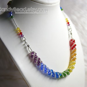 Crystal Necklace Swarovski Necklace Glass Necklace Rainbow twisty Swarovski Crystal necklace by CandyBead image 1