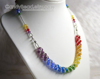 Crystal Necklace; Swarovski Necklace; Glass Necklace; Rainbow twisty Swarovski Crystal necklace by CandyBead