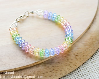 Rainbow bracelet; crystal bracelet; Swarovski bracelet; Glass bracelet;Sweet rainbow twisty Swarovski Crystal Bracelet