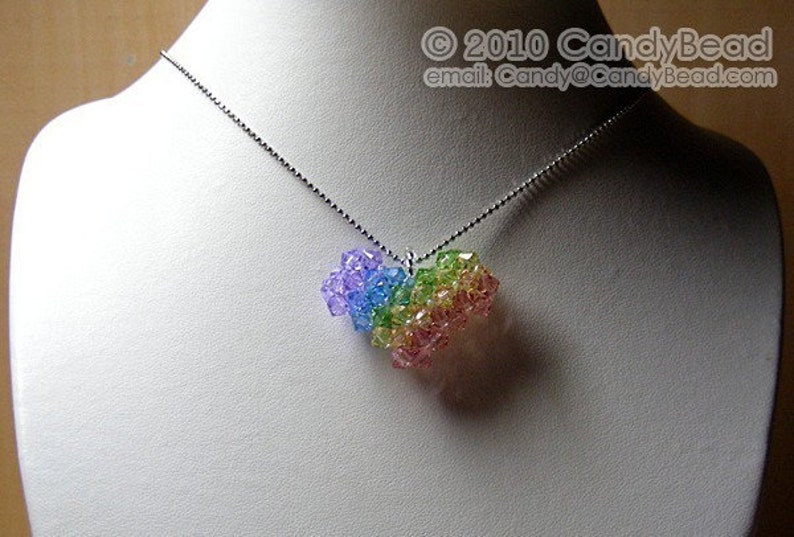 Swarovski necklacecrystal necklace Sweet rainbow heart Swarovski crystals pendant necklace by CandyBead image 4