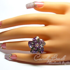 Swarovski Ringcrystal ringRainbow Heart Swarovski Crystal Ring by CandyBead Best seller R005-01 image 3