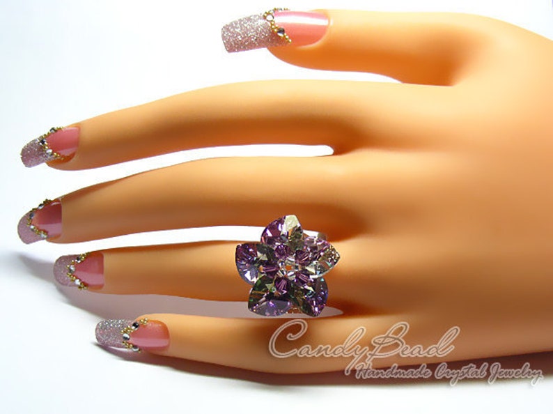 Swarovski Ringcrystal ringRainbow Heart Swarovski Crystal Ring by CandyBead Best seller R005-01 image 3