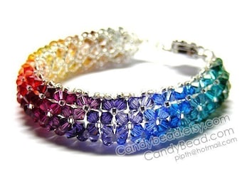 Rainbow bracelet; crystal bracelet; Swarovski bracelet; Glass bracelet;Deep Colors Swarovski Crystal Bracelet