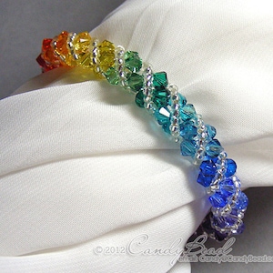 Rainbow bracelet crystal bracelet Swarovski bracelet Glass braceletSpectrum rainbow twisty Swarovski Crystal Bracelet by CandyBead image 6