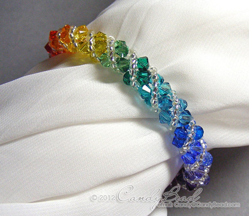 Rainbow bracelet crystal bracelet Swarovski bracelet Glass braceletSpectrum rainbow twisty Swarovski Crystal Bracelet by CandyBead image 6